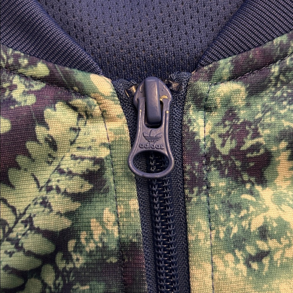 Adidas Womens Medium Bomber‎ Jacket Blue Abstract Floral Print - Picture 4 of 7